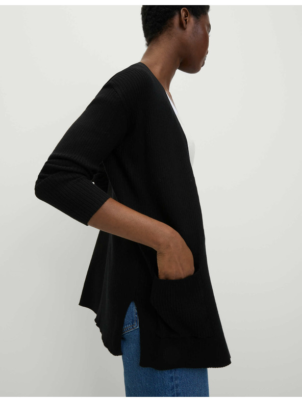 Marks & Spencer Дълга ребрест жилетка без закопчаване Marks & Spencer черна