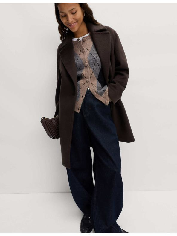 Marks & Spencer Едноредно палто с леко прилепнал силует Marks & Spencer кафяво