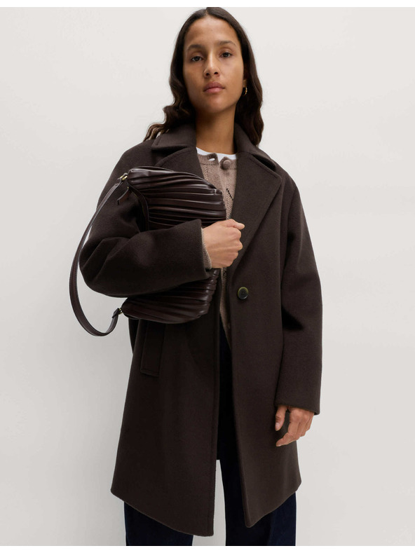Marks & Spencer Едноредно палто с леко прилепнал силует Marks & Spencer кафяво