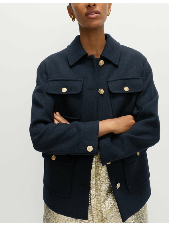 Marks & Spencer Практично яке с качулка от вълнена смес Marks & Spencer тъмносиньо