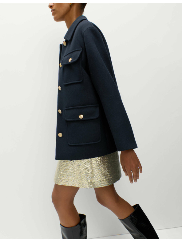 Marks & Spencer Практично яке с качулка от вълнена смес Marks & Spencer тъмносиньо