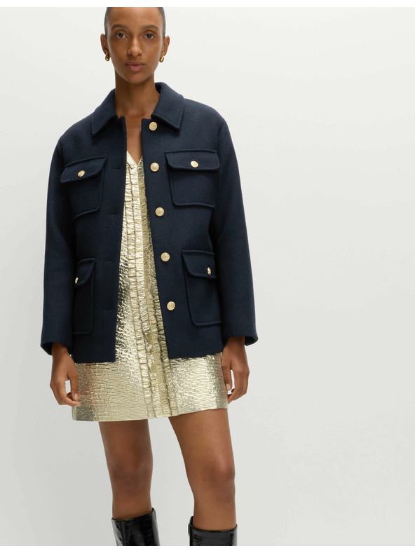 Marks & Spencer Практично яке с качулка от вълнена смес Marks & Spencer тъмносиньо