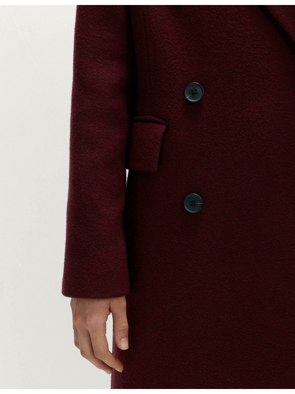 Marks & Spencer Дълго двуредно палто с примес от вълна Marks & Spencer червено