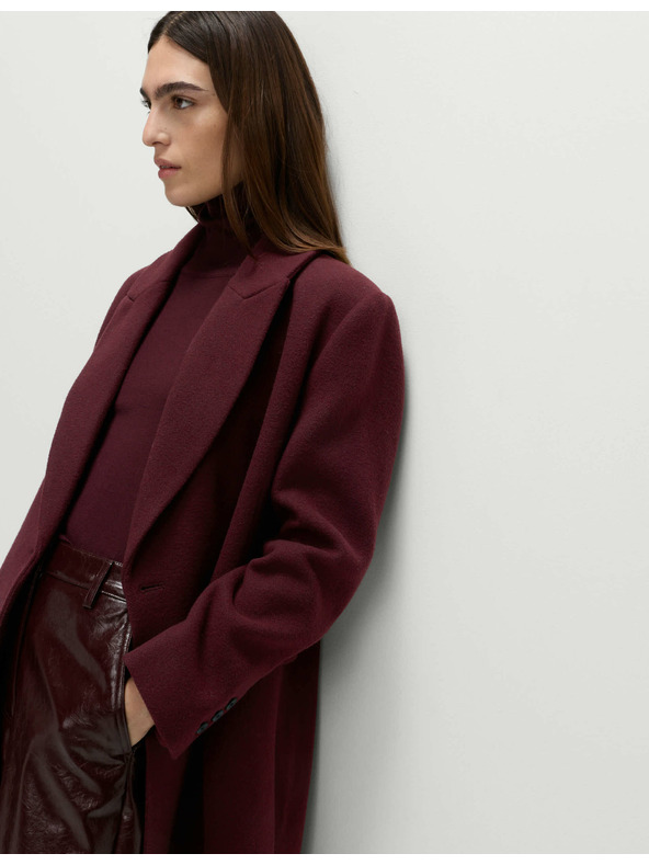 Marks & Spencer Дълго двуредно палто с примес от вълна Marks & Spencer червено