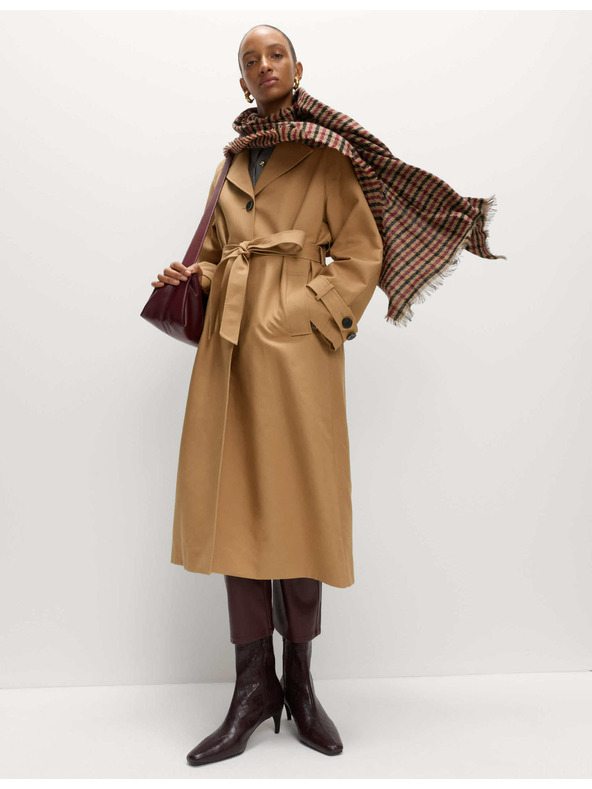 Marks & Spencer Дълъг тренчкоут с колан, с висок процент памук Marks & Spencer кафяв