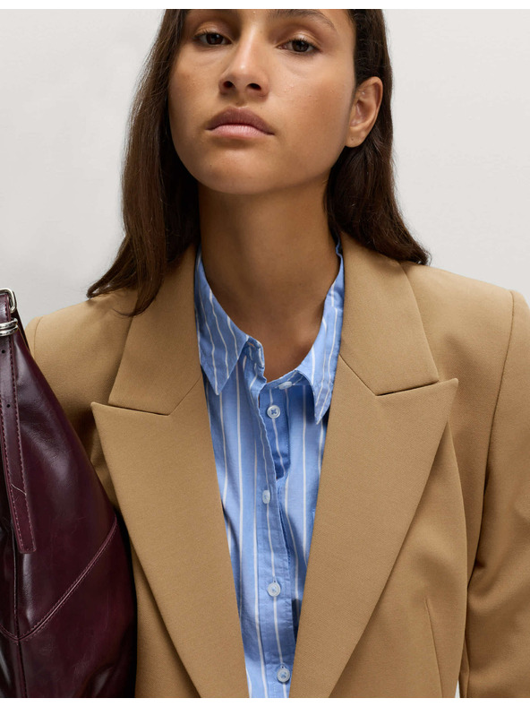 Marks & Spencer Прилепнал кепров блейзер със стеснение в талията Marks & Spencer в кафяво