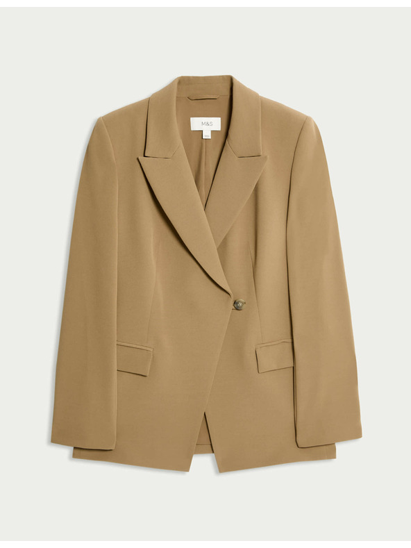 Marks & Spencer Прилепнал кепров блейзер със стеснение в талията Marks & Spencer в кафяво