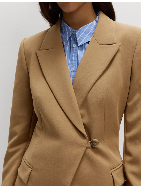 Marks & Spencer Прилепнал кепров блейзер със стеснение в талията Marks & Spencer в кафяво