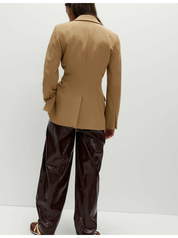 Marks & Spencer Прилепнал кепров блейзер със стеснение в талията Marks & Spencer в кафяво