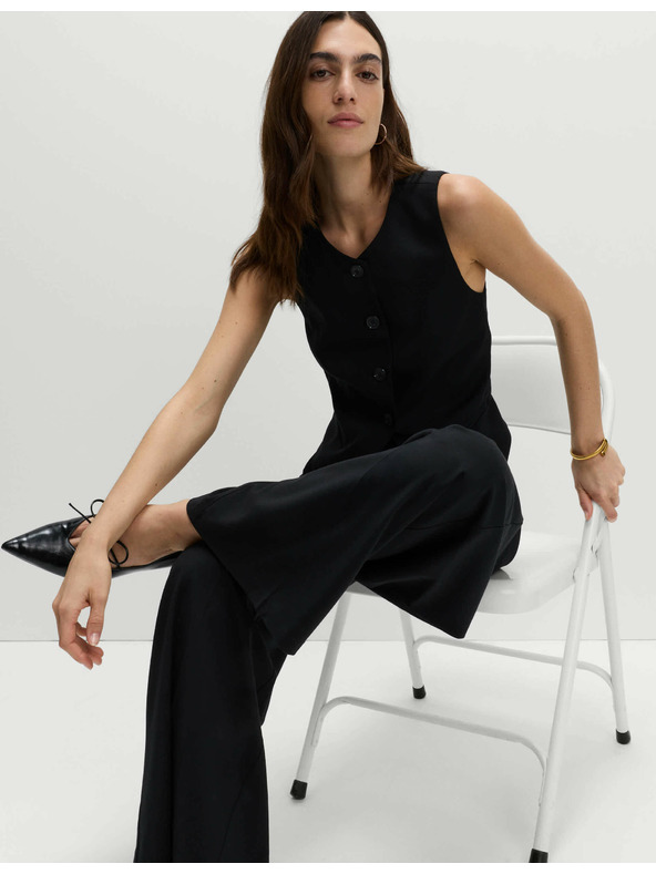 Marks & Spencer Закопчаваща се жилетка без яка Marks & Spencer в черно