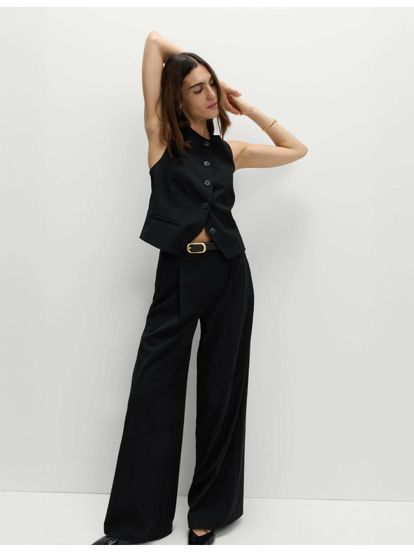 Marks & Spencer Закопчаваща се жилетка без яка Marks & Spencer в черно