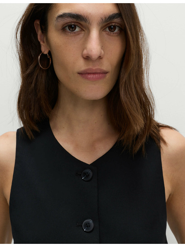 Marks & Spencer Закопчаваща се жилетка без яка Marks & Spencer в черно