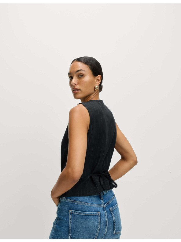 Marks & Spencer Раирана жилетка без яка Marks & Spencer тъмносин