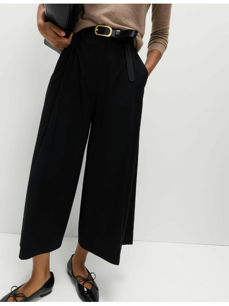 Marks & Spencer Тъкана плисирана панталонна пола с широки крачоли Marks & Spencer черен