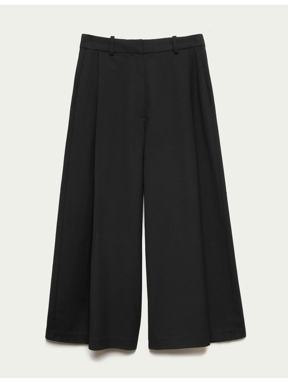 Marks & Spencer Тъкана плисирана панталонна пола с широки крачоли Marks & Spencer черен