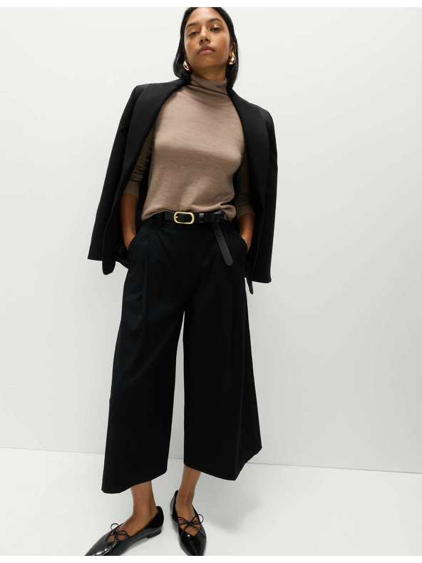 Marks & Spencer Тъкана плисирана панталонна пола с широки крачоли Marks & Spencer черен