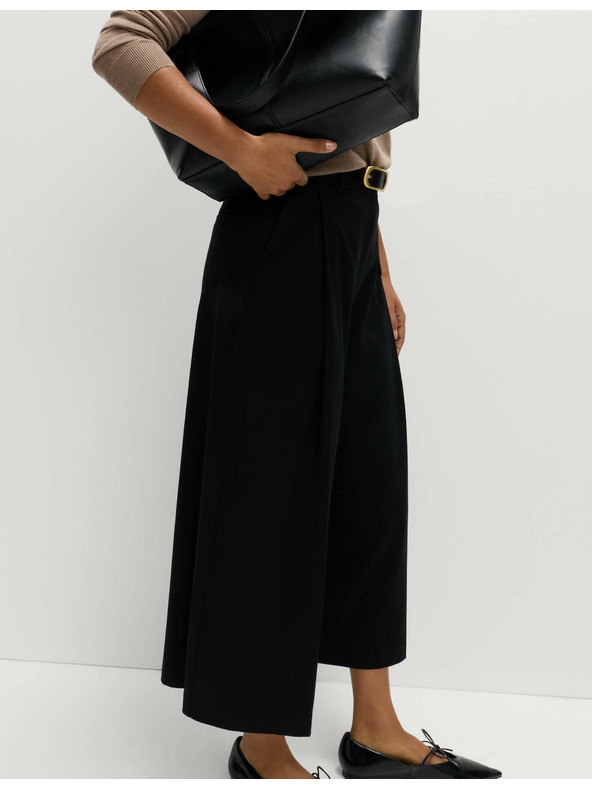 Marks & Spencer Тъкана плисирана панталонна пола с широки крачоли Marks & Spencer черен