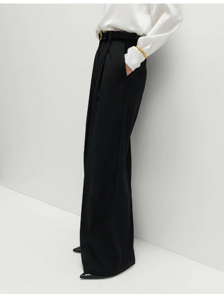 Marks & Spencer Плисирани панталони с широки крачоли Marks & Spencer черен