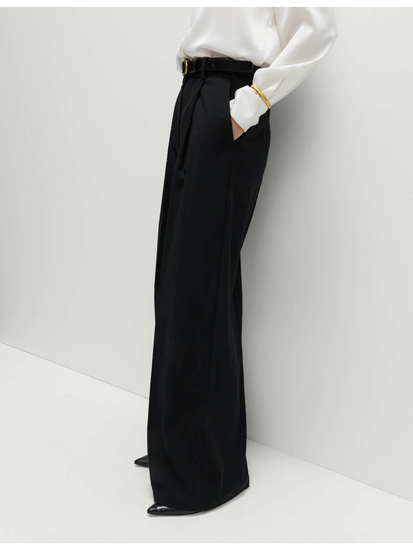 Marks & Spencer Плисирани панталони с широки крачоли Marks & Spencer черен