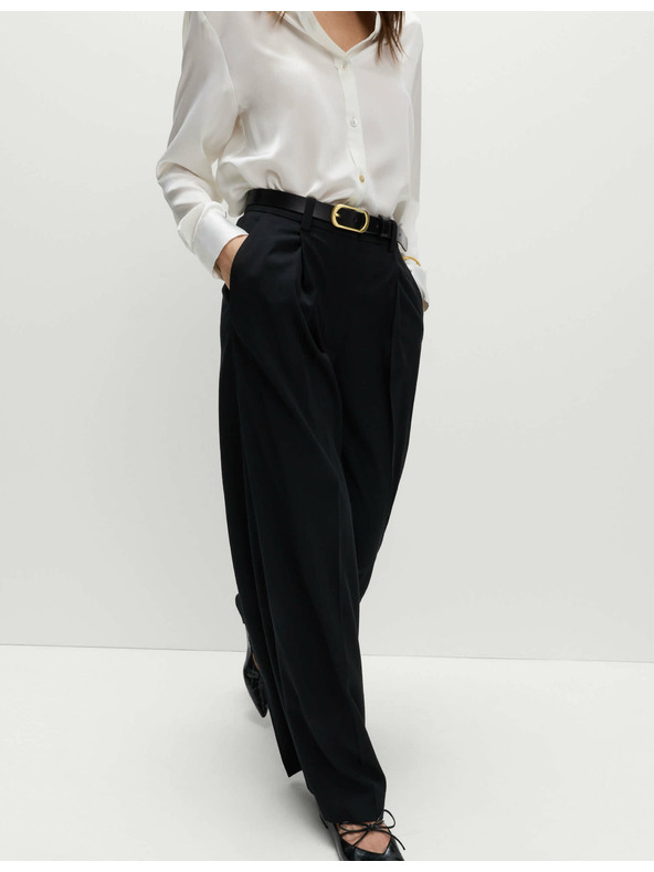 Marks & Spencer Плисирани панталони с широки крачоли Marks & Spencer черен