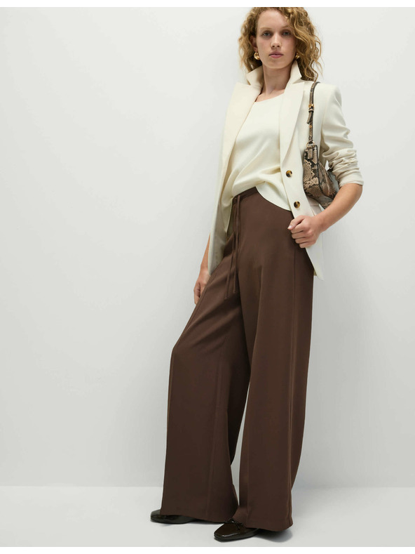 Marks & Spencer Креп панталони с широки крачоли и еластична талия Marks & Spencer кафяв