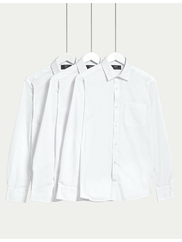 Marks & Spencer Риза с дълъг ръкав Marks & Spencer, 3 броя в опаковка бяла