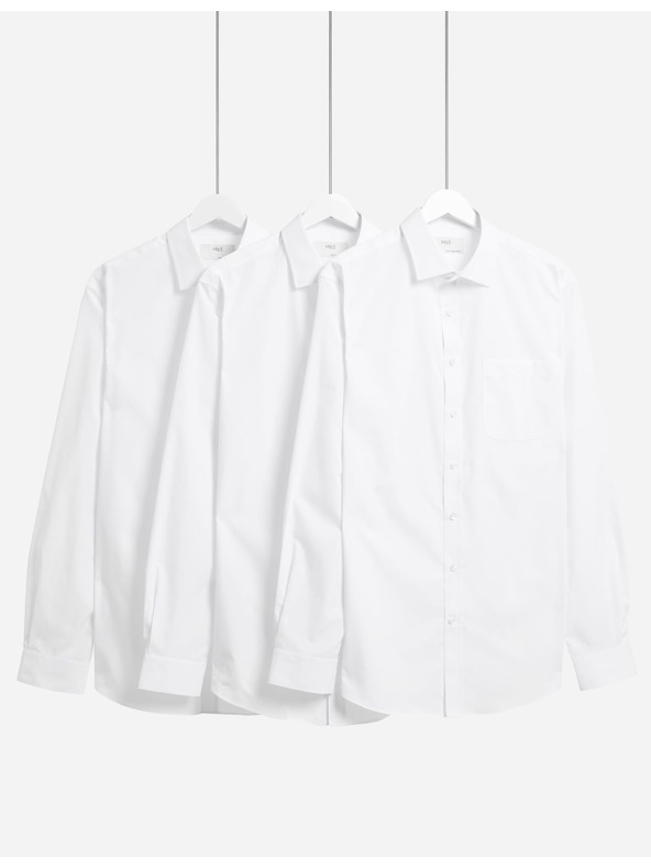 Marks & Spencer Комплект от три мъжки бели ризи Marks & Spencer