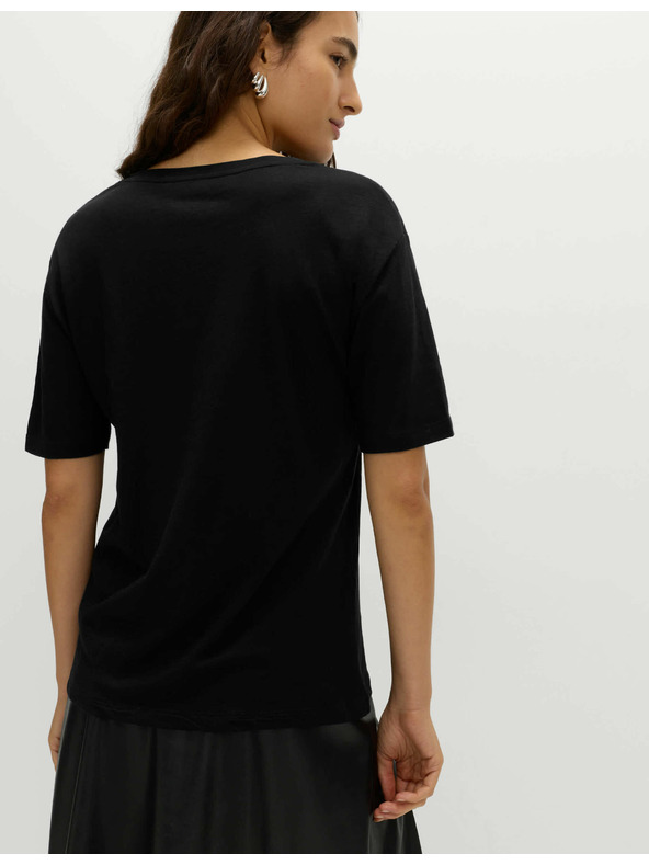 Marks & Spencer Свободна тениска от памук и модал Marks & Spencer черна