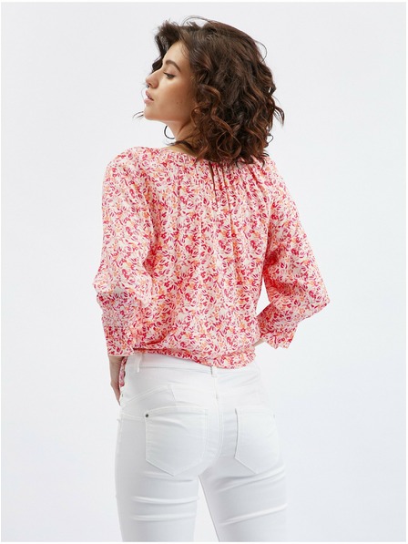 Orsay Розово-оранжева дамска блуза на цветя ORSAY