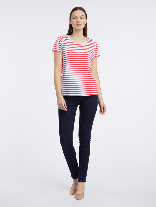 Orsay Бяло-червена дамска раирана тениска ORSAY