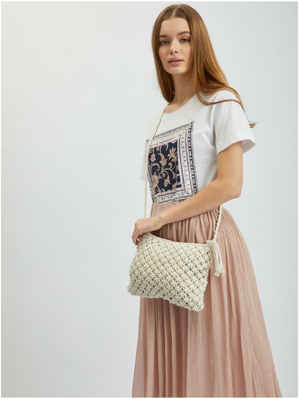 Orsay Кремава дамска чанта тип кросбоди ORSAY