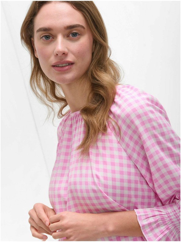 Orsay Розова карирана блуза с дълъг ръкав ORSAY