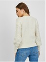 Orsay Кремав дамски пуловер с буфон ръкави и десен ORSAY