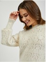 Orsay Кремав дамски пуловер с буфон ръкави и десен ORSAY
