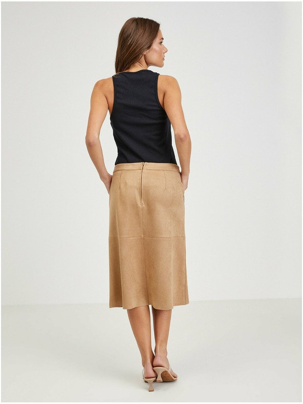 Orsay Светлокафява дамска миди пола от велур ORSAY