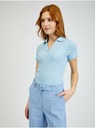 Orsay Светлосиня дамска рипсена поло тениска ORSAY