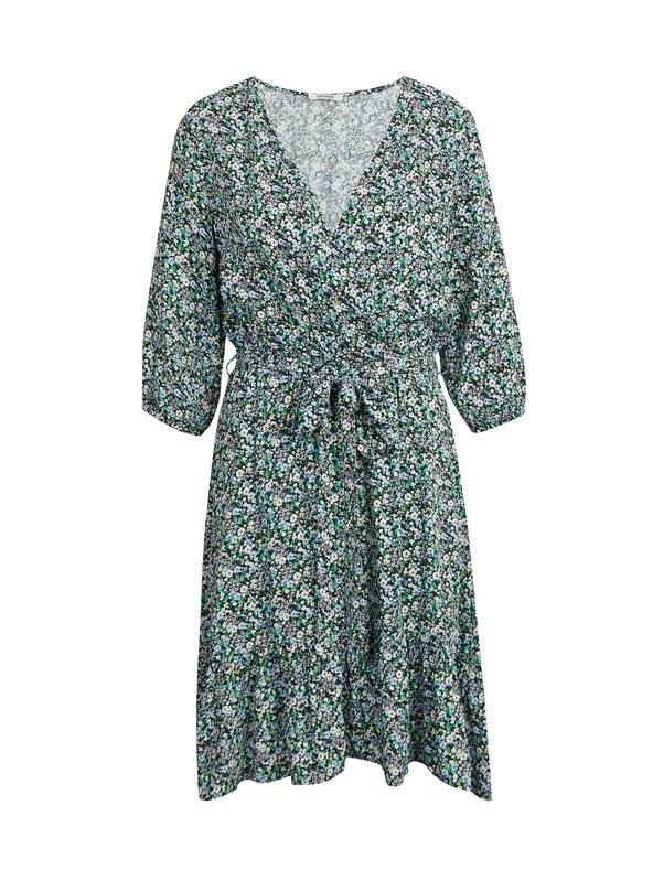 Orsay Зелена дамска рокля с връзки и десен ORSAY