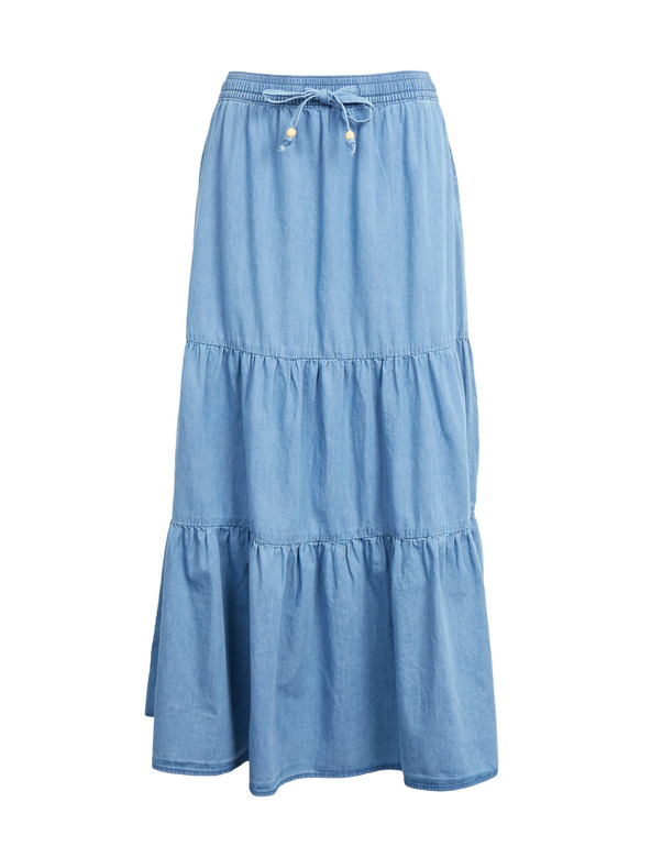 Orsay Синя дънкова макси пола с волани ORSAY