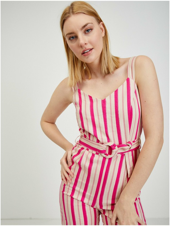 Orsay Бежово-розов дамски ленен гащеризон ORSAY Los Angeles