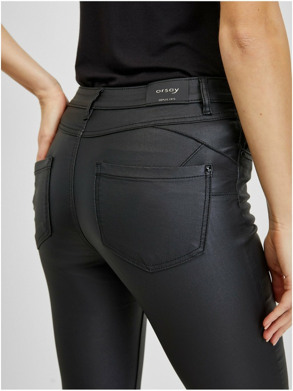 Orsay Черен дамски панталон от изкуствена кожа ORSAY