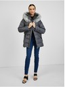 Orsay Тъмносиво дамско зимно ватирано яке с колан ORSAY
