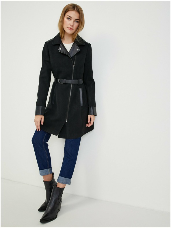 Orsay Черно дамско зимно палто с примес на вълна ORSAY