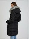 Orsay Черно дамско пухено зимно палто с качулка и изкуствен косъм ORSAY