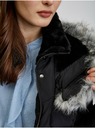 Orsay Черно дамско пухено зимно палто с качулка и изкуствен косъм ORSAY