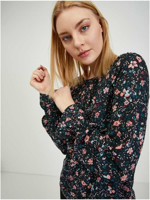 Orsay Черна дамска блуза на цветя ORSAY