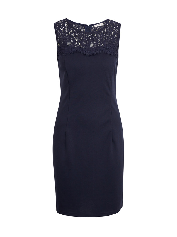 Orsay Тъмносиня дамска рокля по тялото с дантела ORSAY