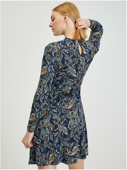 Orsay Тъмносиня дамска рокля с десен ORSAY