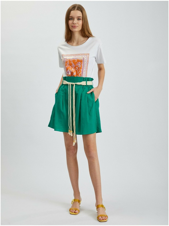 Orsay Зелени дамски ленени къси панталони ORSAY