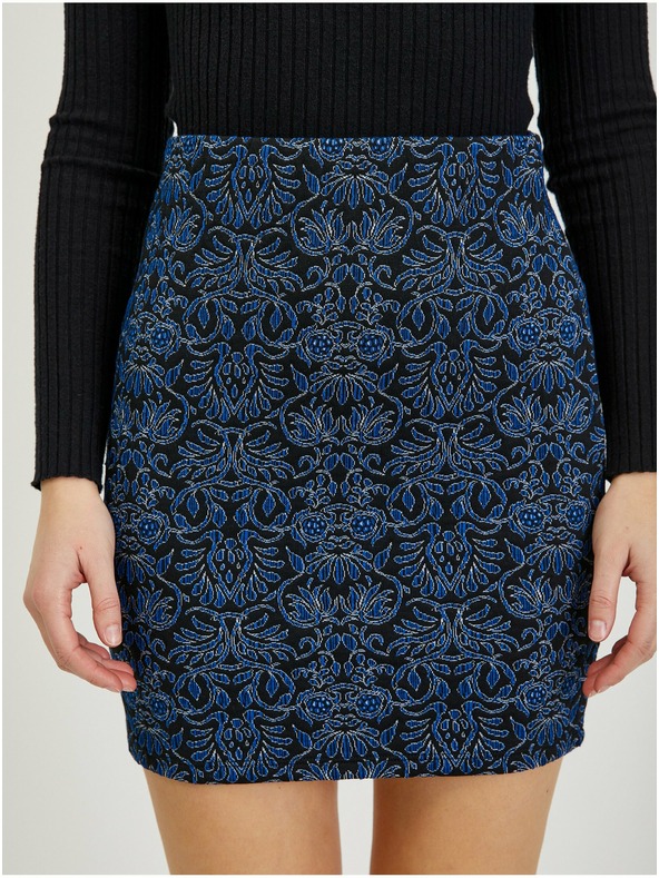 Orsay Тъмносиня дамска мини пола с десен ORSAY