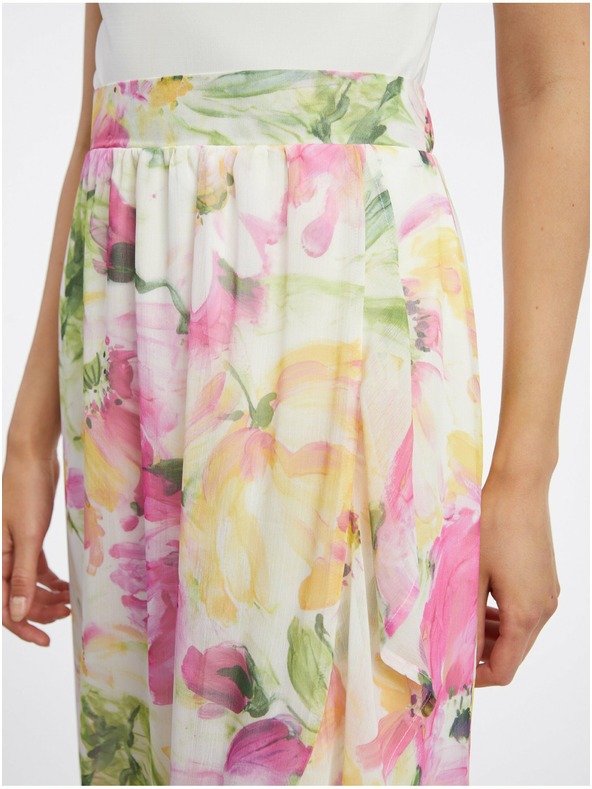 Orsay Розово-бяла дамска флорална миди пола ORSAY